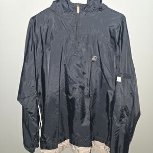 STARTER Navy and Tan Hooded Windbreaker Pullover